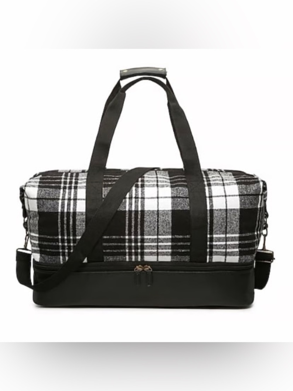 NWOT DSW Plaid Weekender Duffel Bag Travel Bag w/ Shoe Compartment